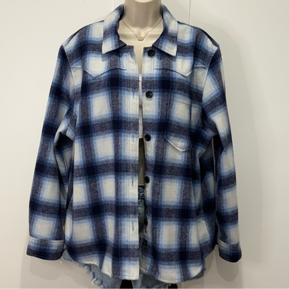 Rails Tripp Flannel Plaid Shirt Jacket XL Blue Western Shacket Cozy Country Warm - Picture 5 of 16